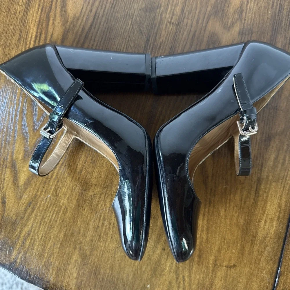 Polo Ralph Lauren Emerson Patent Leather Mary Jane Pumps Black Size 39 US 8.5